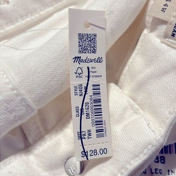 Madewell NWT The Perfect Vintage Wide Leg Crop Jeans Size 14W in Tile White - Picture 10 of 10